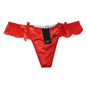 Calcinha fio com pérolas e laços lint