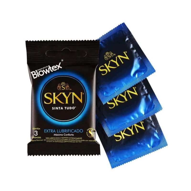 Skyn Extra Lubrificado Preservativo sem Latex Blowtex Unica C/3